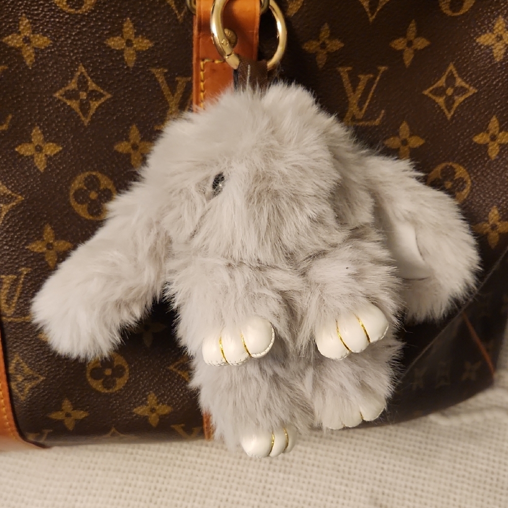 Gray Fur Bunny Bag Charm